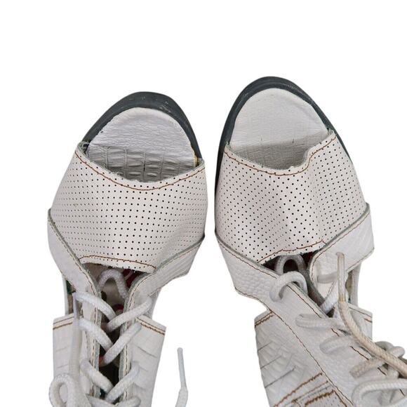 TMA Eyes Shoes Womens 40 Sandal Fashion Lace Up Leather White Block Heel Comfort - Picture 8 of 13